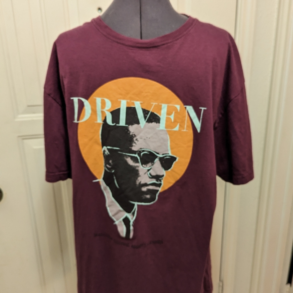 MALCOLM X “DRIVEN” T-SHIRT  XXL MAROON CIVIL RIGHTS LEADER Marron Color